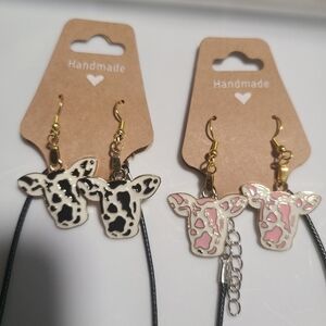 Cow necklace and earrings sets